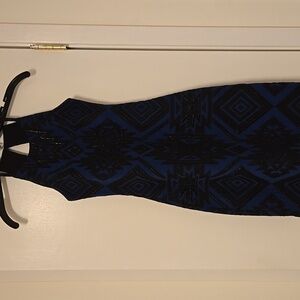 Parker Blue and Black Geometric Mini Dress